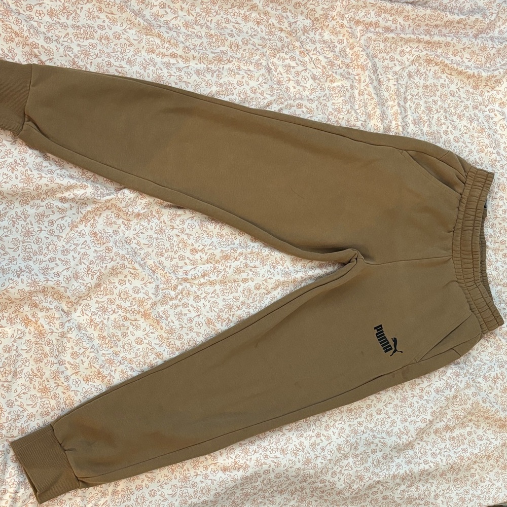Puma Tan Jogger Pants with Logo